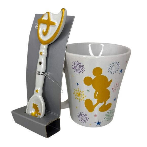 Disney Parks Unlock Your Imagination Key Coffee Mug and Spoon Bundle 2021 New - Picture 8 of 8